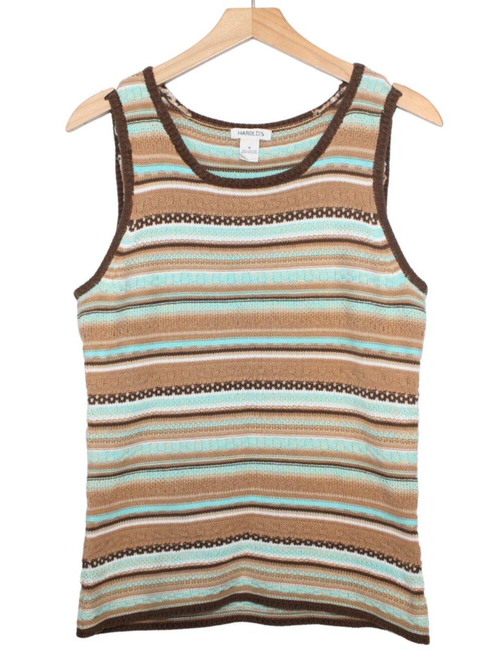 Vintage 90s Harolds women's knit tank top size M striped southwestern boho